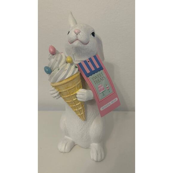 Sweet Treats EASTER BUNNY Pastel Ice Cream Cone, Glitter Easter Egg, Table Decor - Picture 2 of 6
